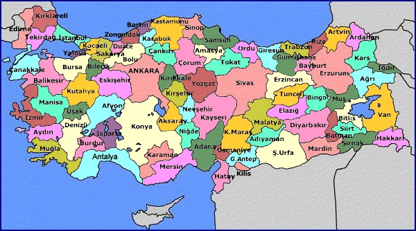 Türkiye Siyasi Haritası | Türkiye Haritası